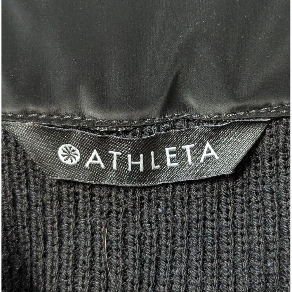 Athleta Size S Hanover Hybrid Vest Black Quilted Front Knit Sweater Back Cozy - Picture 8 of 9